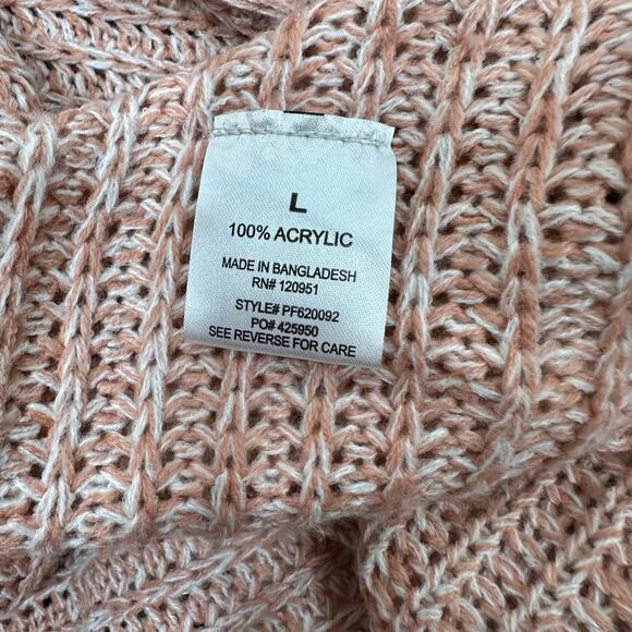 PINK ROSE Peach Knit Sweater Open Front High Low Cardigan L - Picture 4 of 5